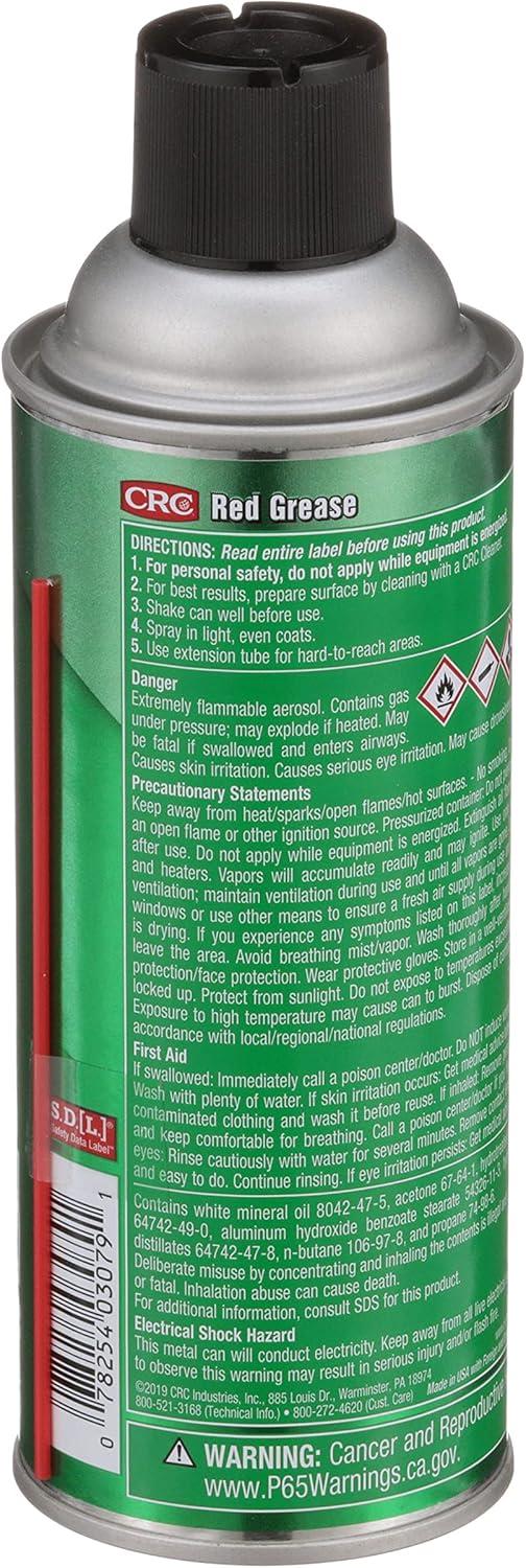 image:imageCRC Red Grease 03079 11 WT OZ MultiPurpose Aerosol Lubricant Red Color for Easy Visual Inspection1 Pack