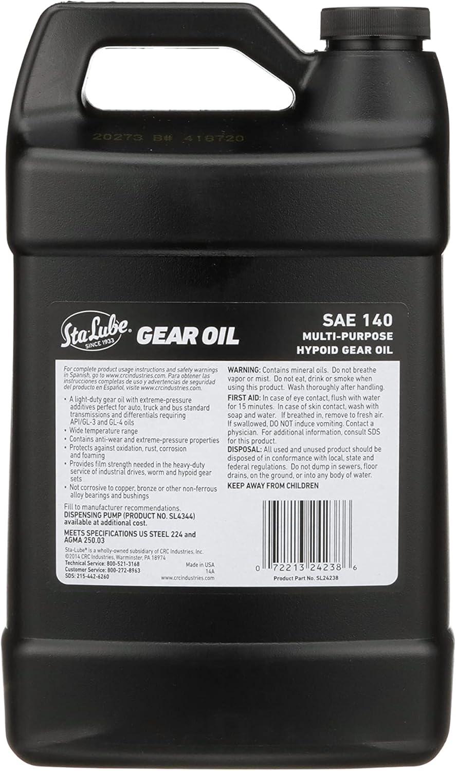 image:imageStaLube GL4 MultiPurpose Gear Oil SAE 140 SL24238 1 Gallon Hypoid Gear Oil wHighTemperature Properties1 Gallon